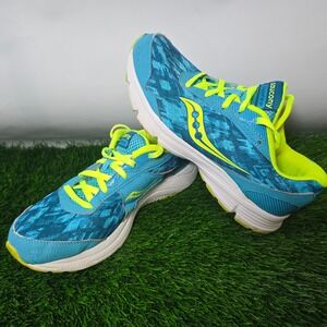 Saucony 8.5 Blue Sapphire Running Shoes Women S15220-2 Teal Lime Green Sneakers